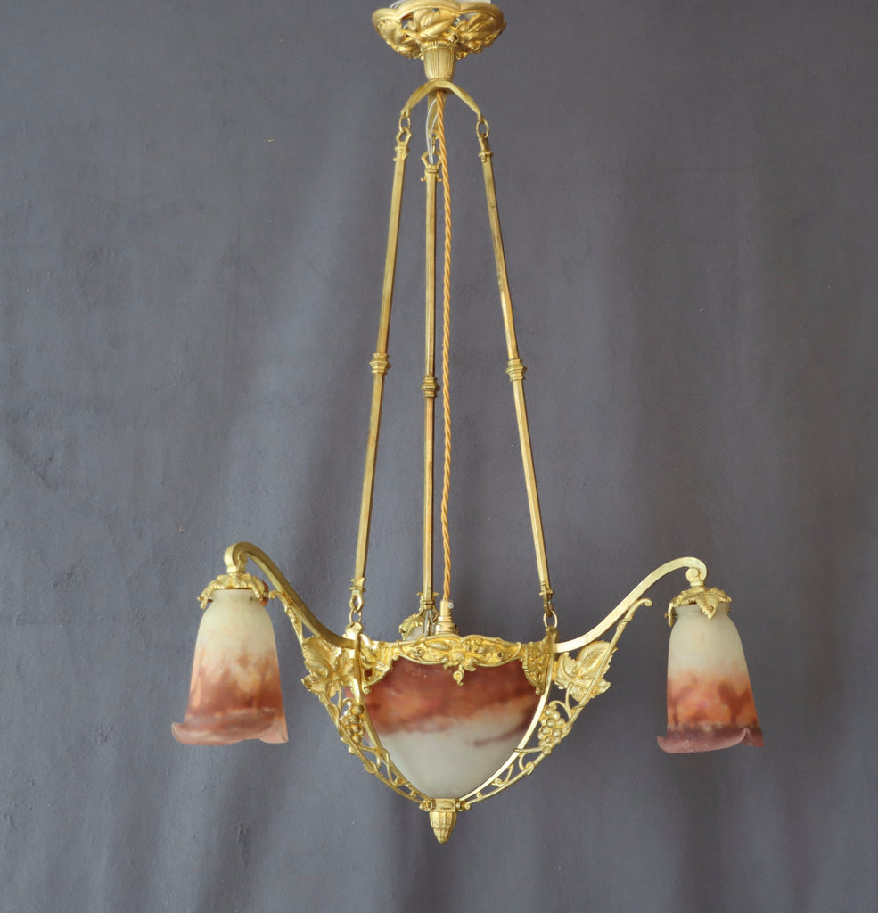 Taklampa Muller Frerés Art Nouveau/Art Deco ca 1920 Signerad Nr A702