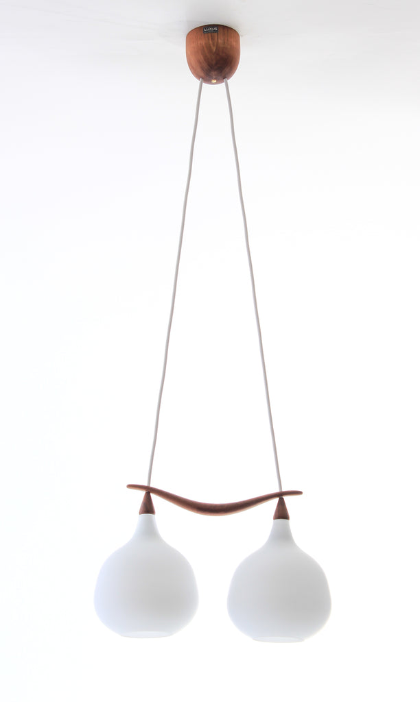 Ceiling lamp Luxus Duo in teak design Uno & Östen Kristiansson 1956 A33