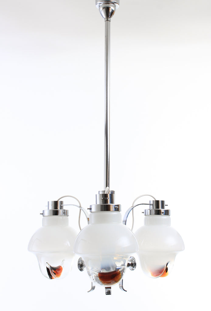 Taklampa i krom och glas 1970-tal Nr A265