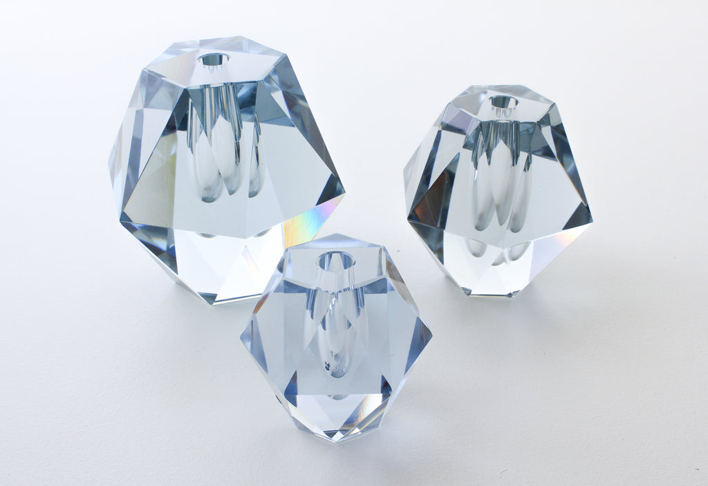 Strömbergshyttan Diamant 3 vaser i konstglas av Asta Strömberg 1960-tal Nr G06