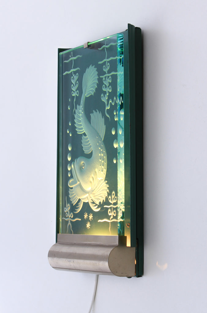 Wall lamp in glass Glössner & Co Stockholm 1940s V04